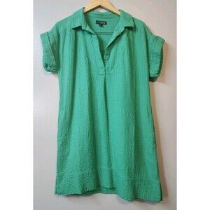 J.Crew 100% Cotton Woman's Green Dress Size Medium With Pockets